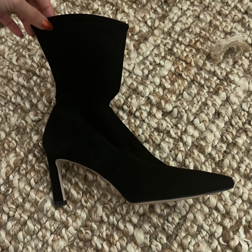 Stuart Weitzman Sock Bootie In Black Suede - image 5